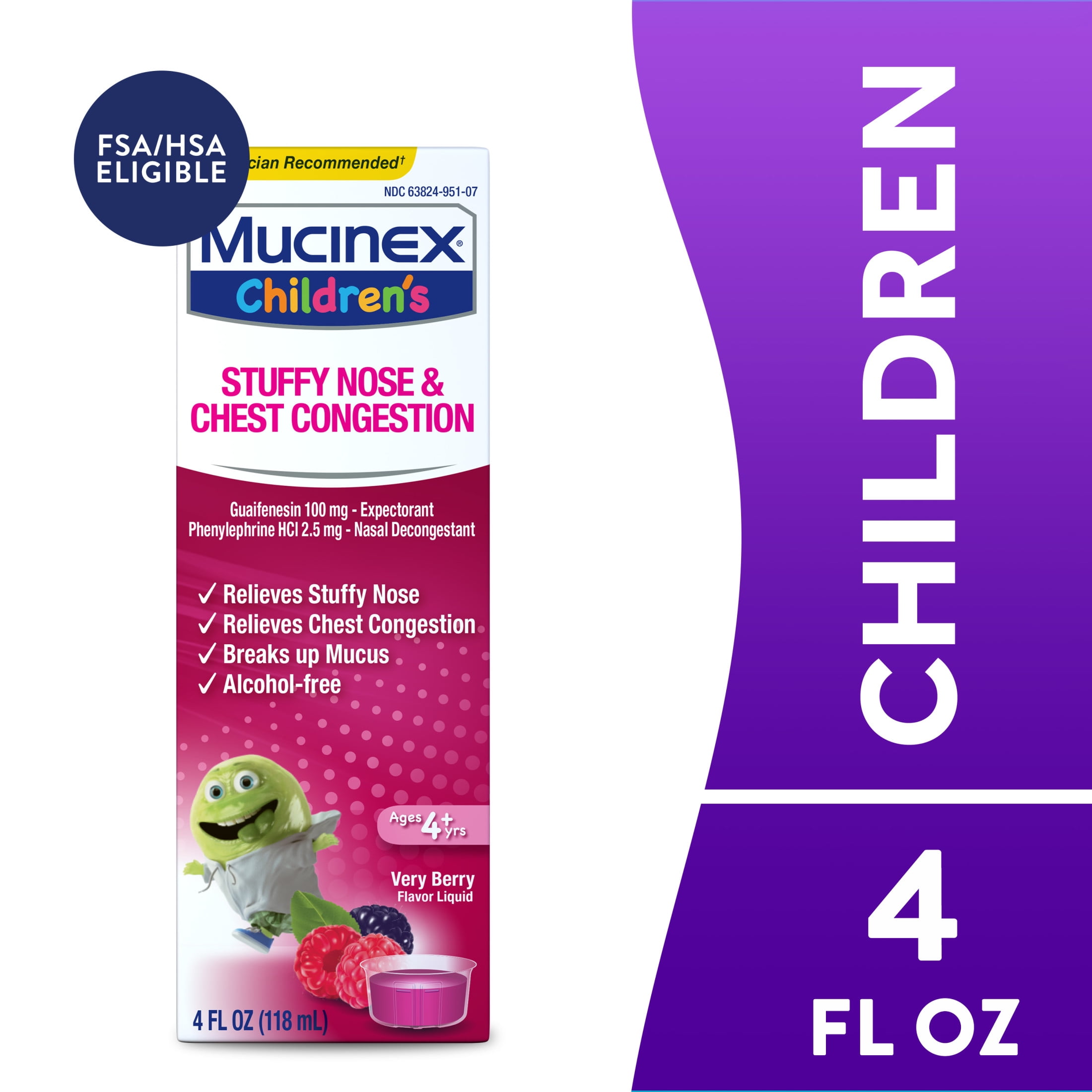 2 pack Mucinex Children s Stuffy Nose Chest Congestion Relief Kids Medicine Very Berry Flavor 4 fl oz Walmart