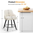 thumbnail image 2 of Ktaxon Modern 24in Bar Stools Set of 2, Swivel Barstool with Thick Padded Backrest and Wood Legs, Bar Height Bar Chairs 2 PCS for Kitchen Island, Home Bar, Breakfast Counter, Beige, 2 of 6