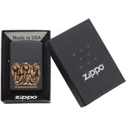 Zippo Lighter - Personalized Custom Message Engraved on Backside for Special Designs Windproof Lighter (Three Monkeys 29409)
