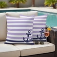 thumbnail image 4 of Anchor Purple Outdoor Waterproof Pillow Covers, Modern Navy Blue White Striped Nautical Decorative Square Throw Pillowcase Sofa Cushion Sham for Patio/Couch/Chair, 18"x18" 2 Pack, 4 of 8