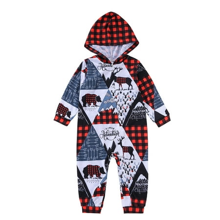 

TZNBGO Clothes For Teen Girls Christmas Baby Printed Blouse Hooded Procked Family Matching Pajamas Set