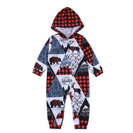 

TZNBGO Clothes For Teen Girls Christmas Baby Printed Blouse Hooded Procked Family Matching Pajamas Set