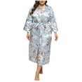 thumbnail image 2 of DecSea Kimono en Satin pour Femmes Robe Longue Florale Soyeuse Kimonos de Mariée Robe de Chambre de Demoiselle d'Honneur, 2 of 4