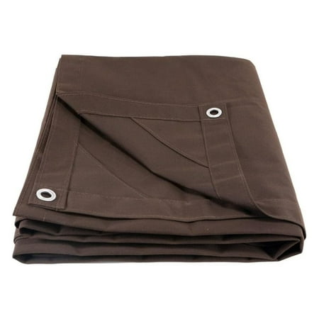 HMTtie 10 x 12 Dark Brown Canvas Tarp 12oz - Water Resistant & Breathable - Heavy Duty Tarps - Multipurpose Tarpaulin Cover for Camping Tent