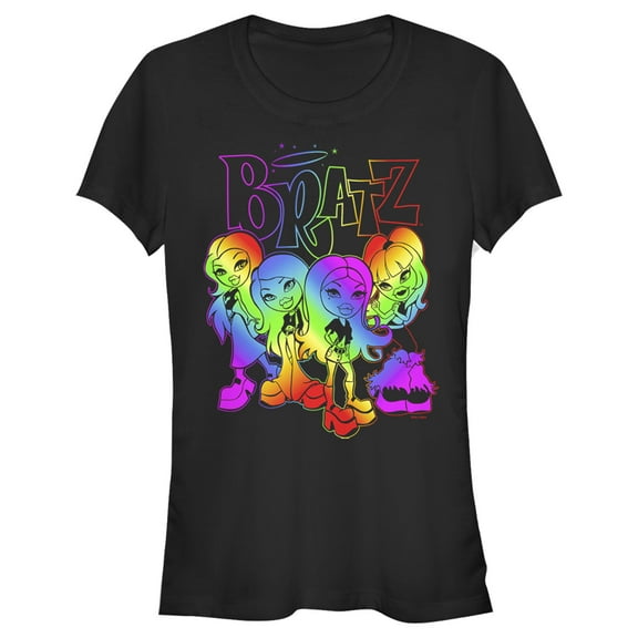 Junior's Bratz Rainbow Dolls  Graphic Tee Black X Large