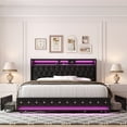 thumbnail image 1 of Homfa Queen Size LED Bed Frame with 4 Storage Drawers, Modern Wingback PU Leather Crystal Button Upholstered Platform Bed Frame with Outlets and USB Ports & Display Platform, Black, 1 of 9