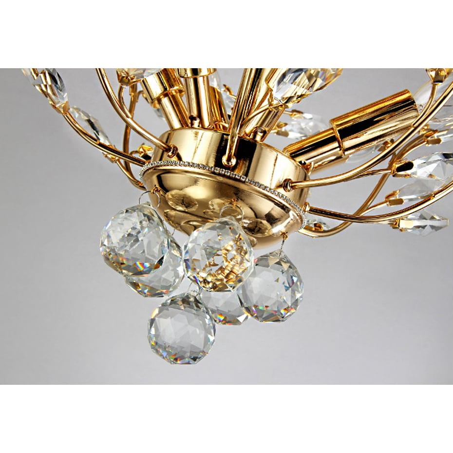 HomeRoots Decor Ava 6-light Gold 27-inch Crystal Flush Mount