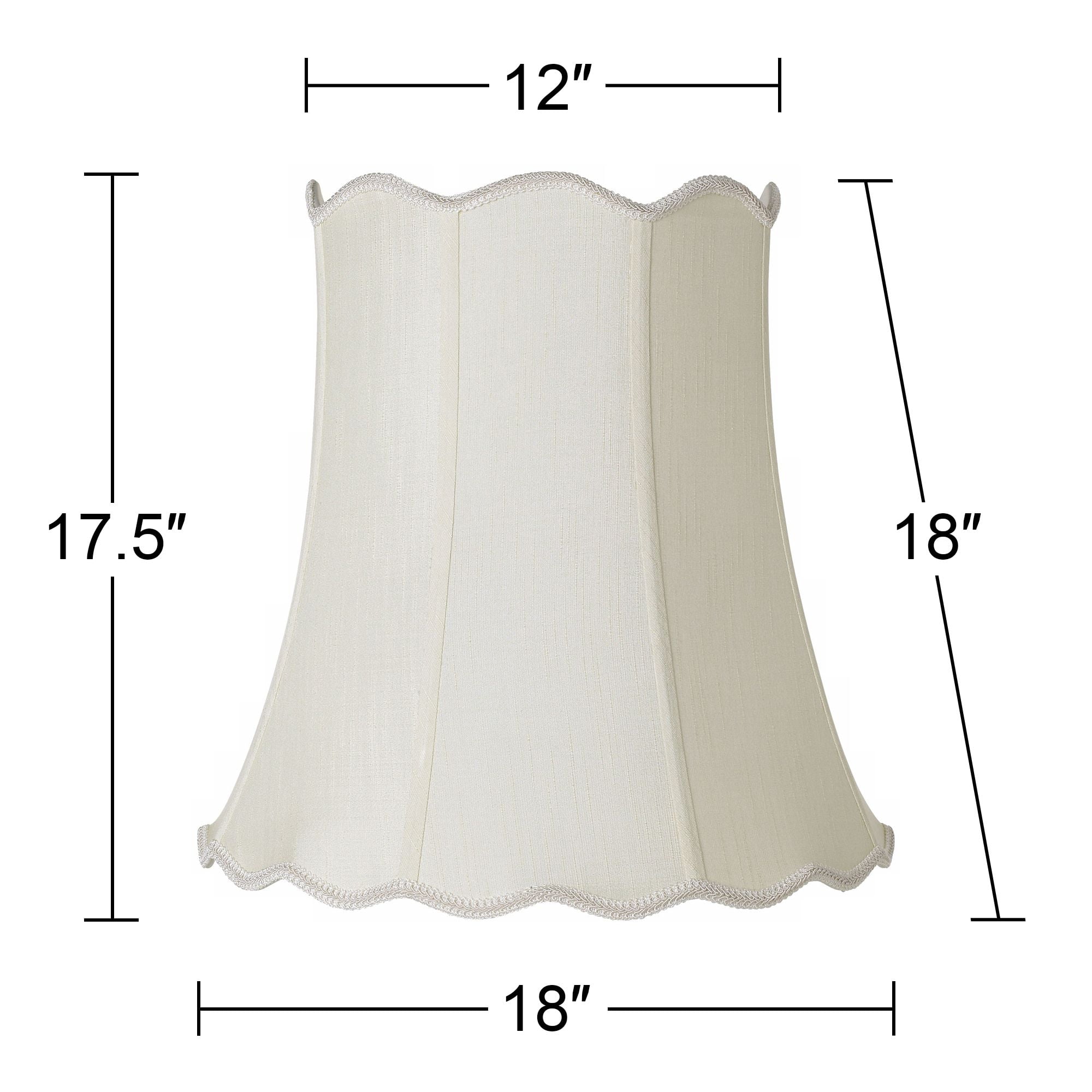 Imperial Shade Set of 2 Scallop Bell Lamp Shades Cream White Large 12" Top x 18" Bottom x 17.5" High Spider Harp Finial Fitting