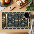 thumbnail image 2 of Boho Floral Placemats Set of 12 Geometric Ethnic Tribe Botanical Place Mats Indoor Wipeable Table Mats Washable Cloth Dining Table Placemats for Kitchen Holiday Party Home Decor 13x19 Inch, 2 of 9