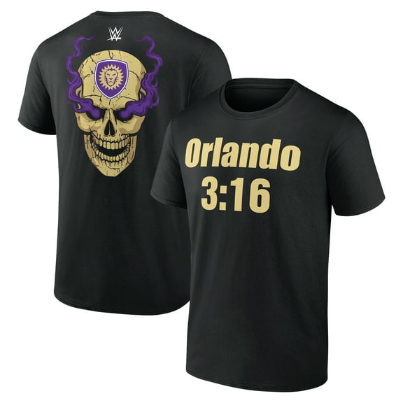Men's Fanatics Black WWE x Orlando City SC 3:16 T-Shirt