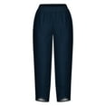 thumbnail image 4 of Mitancoo Capri Pants for Women Dressy Casual - Plus Size High Waist Wide Leg Lounge Pants Blue Pants Size 4XL, 4 of 4