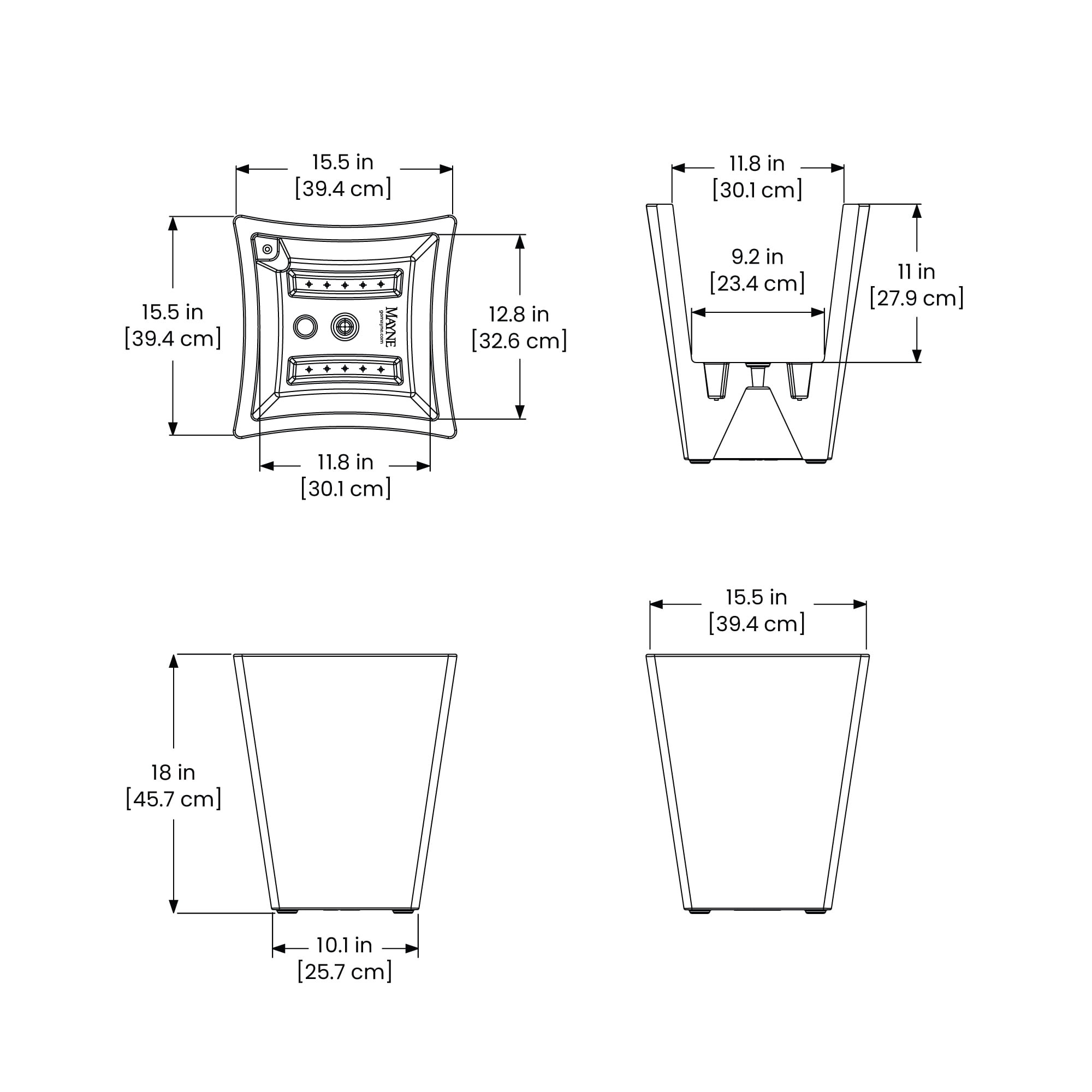 Bristol 18in Tall Planter - White