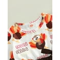 thumbnail image 5 of Toddler Girl Thanksgiving Dress, Cartoon Turkey Letter Print Long Sleeve Round Neck Tulle A-Line Dress, 5 of 9