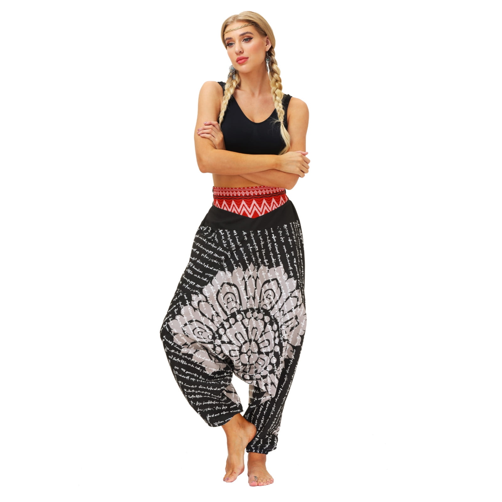 Womens Elastic Loose Plus Size Trousers Lantern Wide Leg Casual Modal Cotton Soft Yoga Sports Dance Harem Pants 