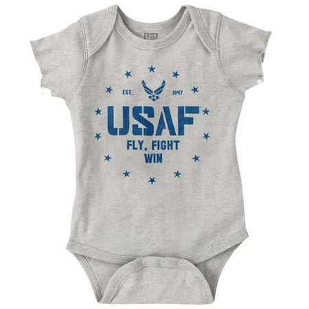 

US Air Force Fly Fight Win Logo Romper Boys or Girls Infant Baby Brisco Brands 24M