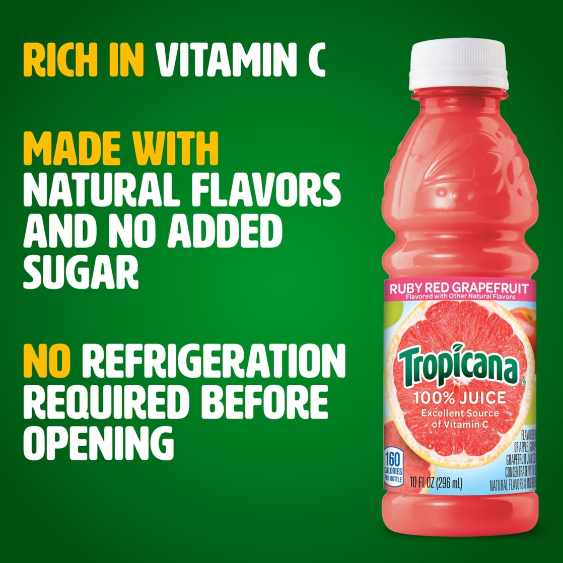 Tropicana Ruby Red Grapefruit 100% Juice, 10 fl oz Bottles, 24 Count