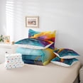 thumbnail image 6 of jejeloiu Marble Liquid 7pcs Bedding Comforter Set,Ombre Fluid Watercolor Queen Bedding Sets,Gradient Teal Pink Orange Queen Sheet Sets For Girls Kids,Luxury Bedroom Decor Reversible, 6 of 8