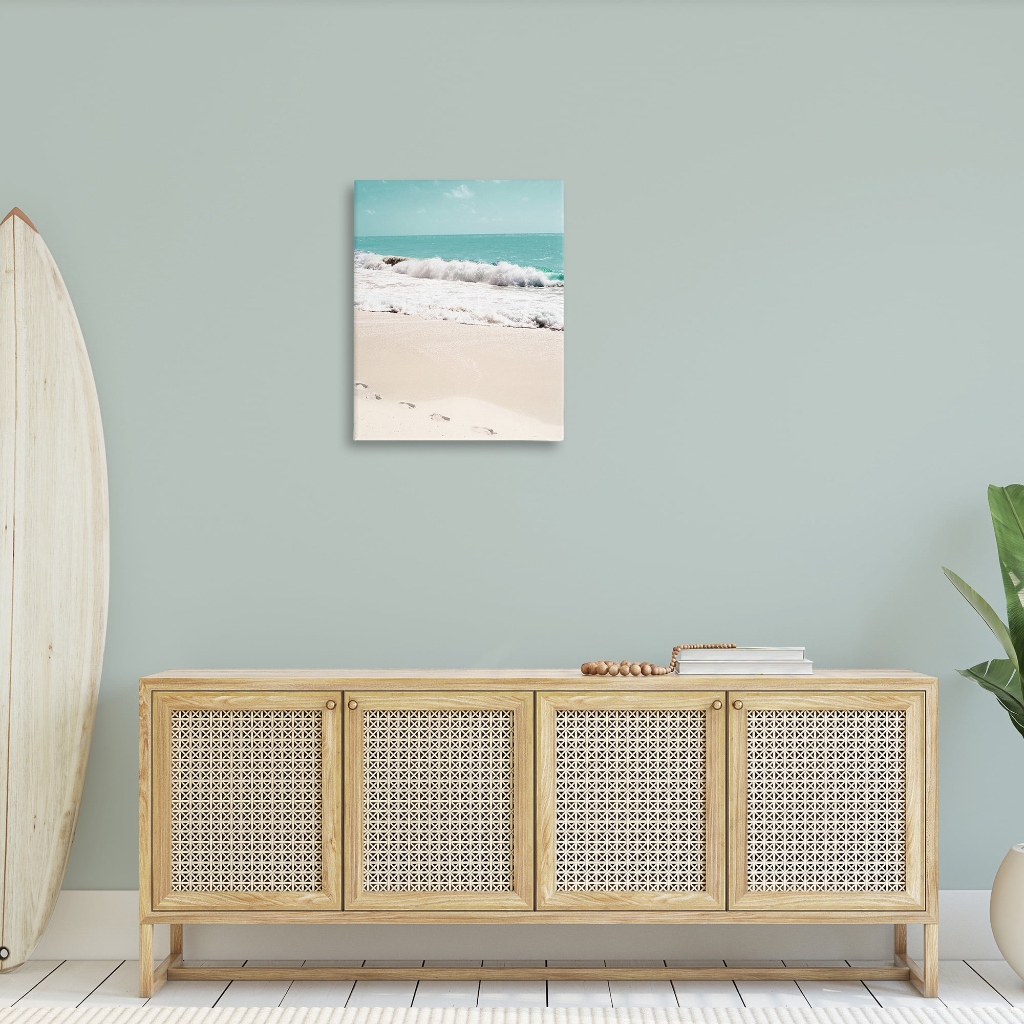 Stupell Industries Footprints on Beach Shore Landscape Photography Gallery Wrapped Canvas Art Print Wall Art, 24 x 30