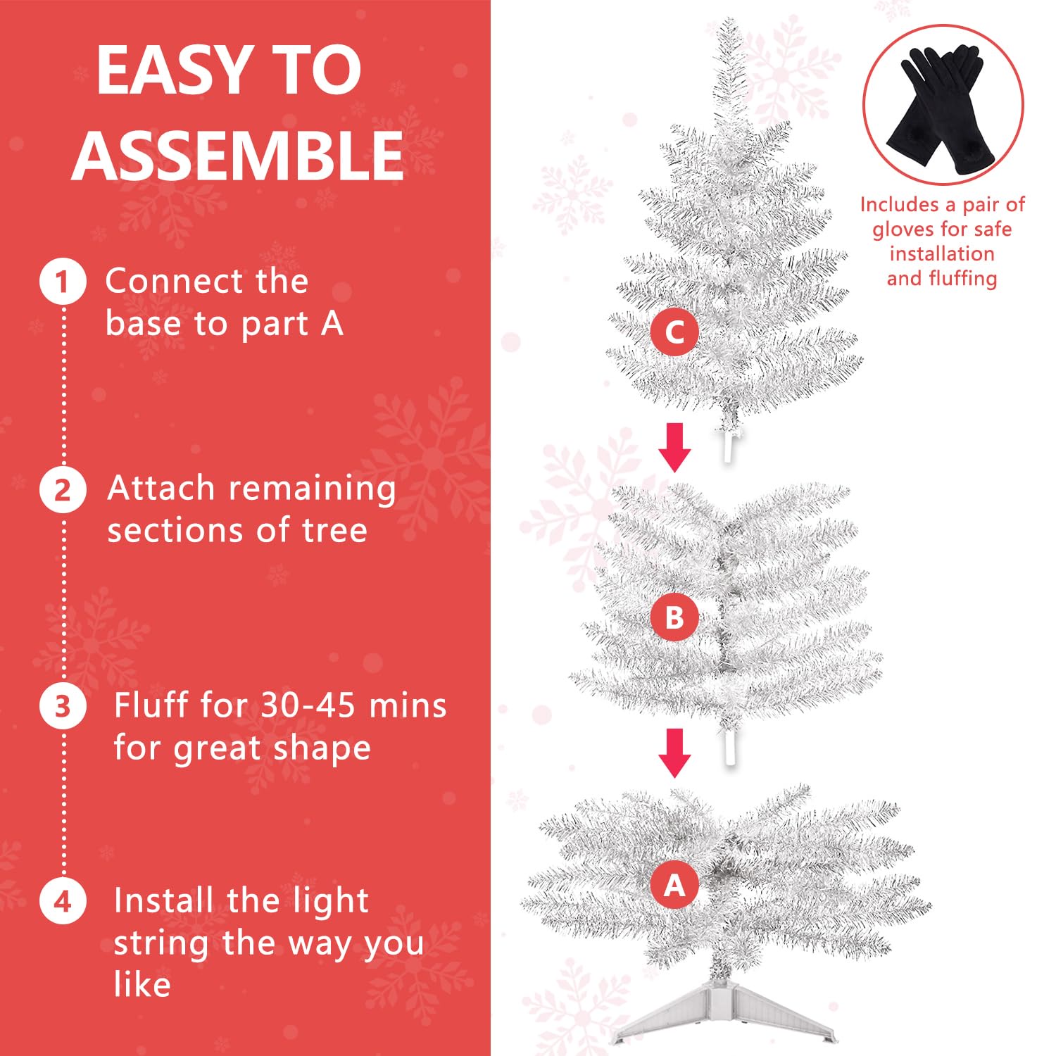 Bringstar 4' Silver Artificial Christmas Tree with 50 String Lights photo 3