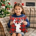 thumbnail image 1 of Adornos navideños, adornos para el árbol de Navidad, regalos navideños, funda de cojín bordada navideña con diseño de muñeco de nieve enano y ciervo de 45 x 45 cm, ideal para la cama y el hogar, para, 1 of 6