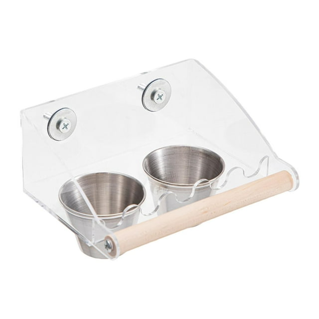 Comedero para pájaros, comedero para pájaros, taza, estación de alimentación, tazón de comida para pájaros a prueba de derrames, taza para loros L 2 tazas
