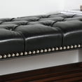 thumbnail image 5 of Modern Faux Leather End of Bed Bench, Upholstered Button Tufted Ottoman Seat with Storage Shelf and Nailhead Trim for Bedroom Entryway Living Room, 5 of 13