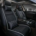 thumbnail image 2 of Funda de asiento de coche de cuero sintético permeable al aire, protector de asiento individual para vehículo, color negro y rojo., 2 of 8
