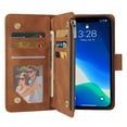 thumbnail image 6 of Dteck Case for Apple iPhone 13 Pro Max 6.1-inch,Luxury Leather Zipper Wallet Kickstand Case Magnetic Buckle Horizontal Flip Cover with 5 Card Slots/Photo Pocket for iPhone 13 Pro Max,Brown, 6 of 8