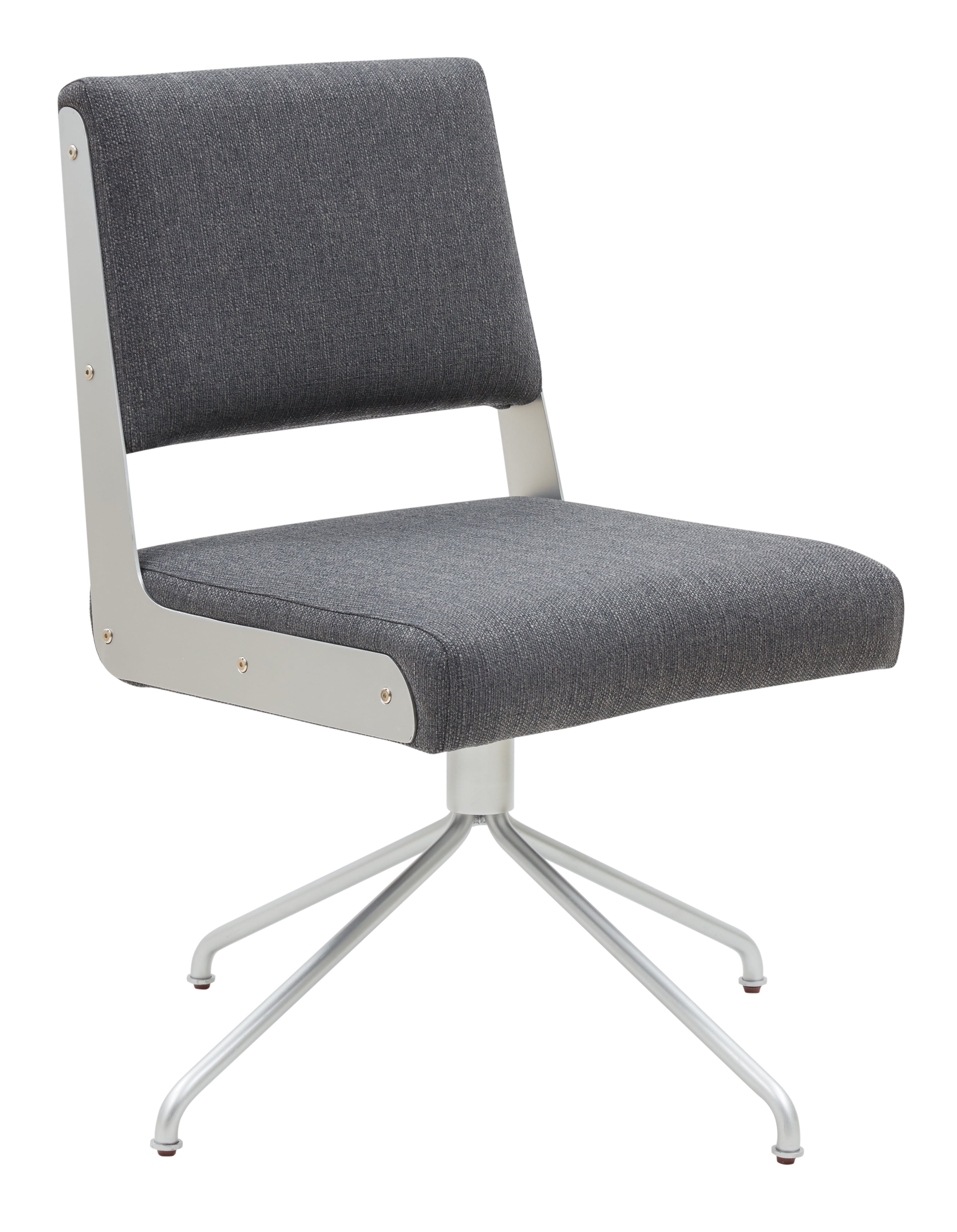 SAFAVIEH Couture Emmeline Leather Mid Back Swivel Office Chair, Slate Grey/Silver