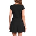thumbnail image 3 of INSPIRE CHIC Square Neck Dress for Women's Cap Short Sleeve Flowy A Line Basic Causal Cute Mini Dresses XS Black, 3 of 6