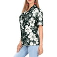 thumbnail image 3 of HAPPY BAY Women's Button Down Blouses Tropical Blouse Dress Shirt Short Sleeve Hawaiian Vacation Button up Beach Party Summer Holiday Shirts for Women S Hibiscus, Black and White, 3 of 4