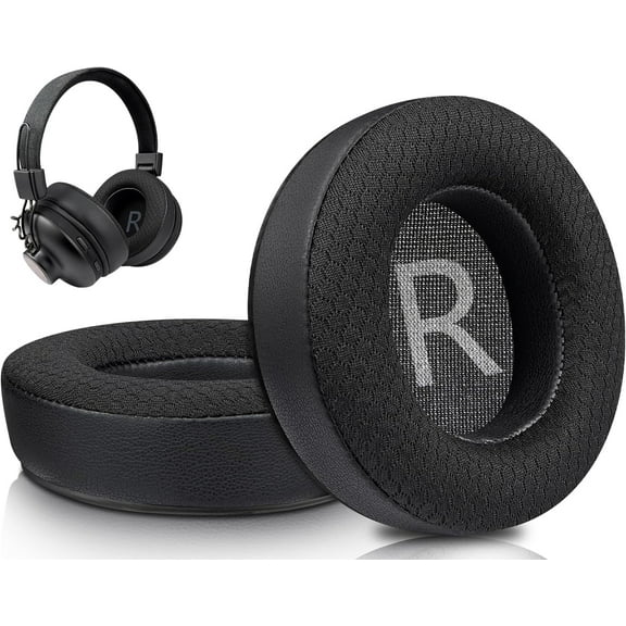 SOULWIT 80mm Mesh Fabric Earpads Replacement for House of Marley Positive Vibration 2 Wired/Wireless Headphones, Ear Pads Cushions with Noise Isolation Foam - Black