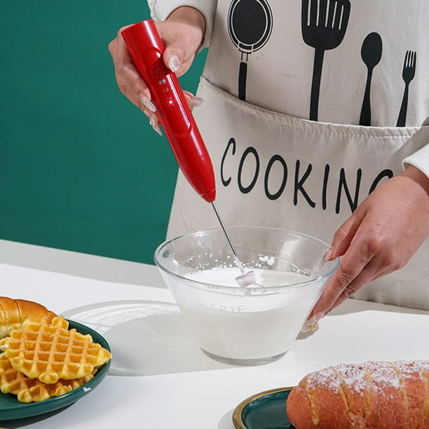 Eléctrico Batidor eléctrico de mano para huevos, batidor de bebidas de café, mezclador de alimentos (rojo) Tmvgtek Ofspeizc