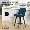 Counter Height Swivel Bar Stools 26 Inch Bar Stools with Footrest Linen