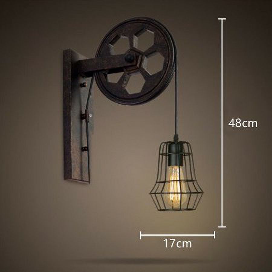 LED Wall Chandelier Metal Cage Shade 110-220V E27 For Indoor / Outdoor Lighting Farmhouse Vintage Wall Light Loft Hallway Rustic Lifting Pulley Wall Sconce Farmhouse Hallway Loft Rustic High Quality