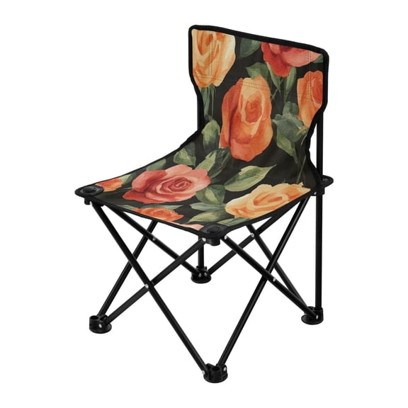Outdoor Folding Chair 14.46x14.46x22.83 Inches, Camping Folding Chair Easy to Carry Ideal for Outdoor Picnics Camping Park Fishing Orange Roses