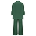 thumbnail image 4 of Roncen Women's Solid Color Shirt & Wide Leg Pants Set - Spring Summer Casual Turn-Down Collar Short Sleeve Tops with Pockets & Comfortable High Waist Trousers, 4 of 6