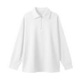 thumbnail image 5 of Women's Waffle Quarter Zip Pullover, Stand Collar Drop Shoulder Sweatshirt, Solid Color Long Sleeve Top, Casual Textured Blouse, Comfort Stretch Pocket Pullover White S, 5 of 5