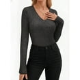 thumbnail image 2 of MOYIKO V Neck Long Sleeve Shirts for Women Fitted Thermal Undershirts Lightweight Trendy Tops, 2 of 7