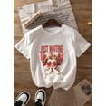 thumbnail image 2 of Camiseta con estampado gráfico "Solo esperando el Día de San Valentín", top informal de manga corta y cuello redondo para verano y primavera, ropa de mujer, camiseta deportiva de ocio., 2 of 6