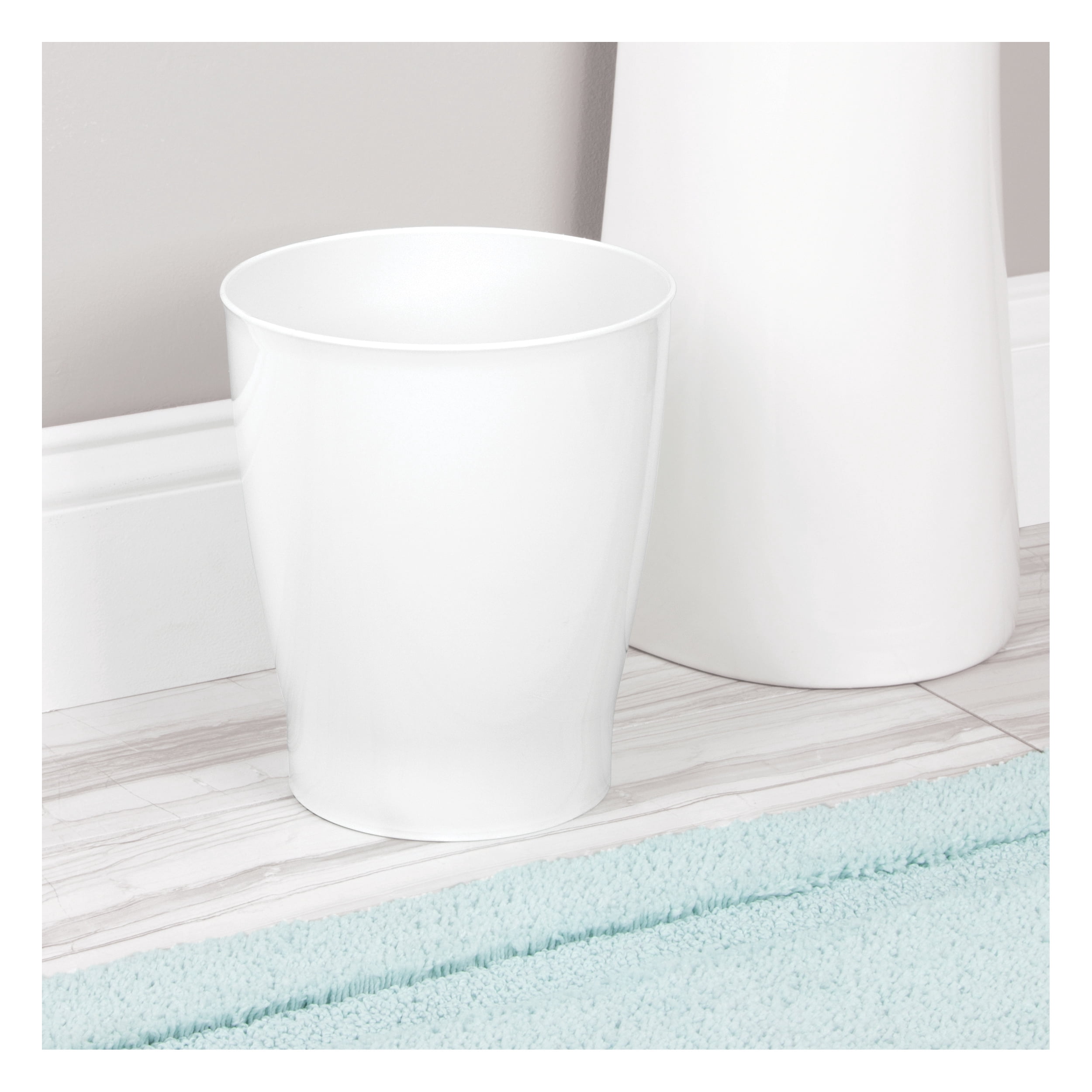 Small Round Plastic Bathroom Trash Can - Slim Trash Can for Bathroom, Bedroom, or Home Office - Made in USA