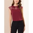 thumbnail image 5 of INSPIRE CHIC Women's Peter Pan Collar Short Sleeve Pullover Blouse S Dark Red, 5 of 7