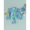 thumbnail image 2 of Bagilaanoe 6M-3T Baby Girl One Piece Swimsuits Infant Zipper Rush Guard Swimshirts Quick Dry Long Sleeve Swim Shirt Toddler Swimwear Bathing Suit Ruffled Beachwear, 2 of 9