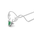 thumbnail image 2 of 0.75 Cts Emerald 925 Sterling Silver Realistic Stag Head Face Women Valentines Day Gifts Chain Necklace, 2 of 3