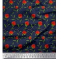 thumbnail image 1 of Soimoi Crepe Silk Fabric Leaves & Strawberry Fruits Printed Fabric 1 Yard 42 Inch Wide, 1 of 3