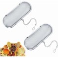 thumbnail image 1 of 2 Pcs Tea Strainer, CAASFOOY Spice Strainer for Cooking,Tea Filter, Floating Stainless Steel Mesh Tea Infuser Oval Loose Leaf Tea for Kitchen Cooking Office Home Supplies (Silver), 1 of 4