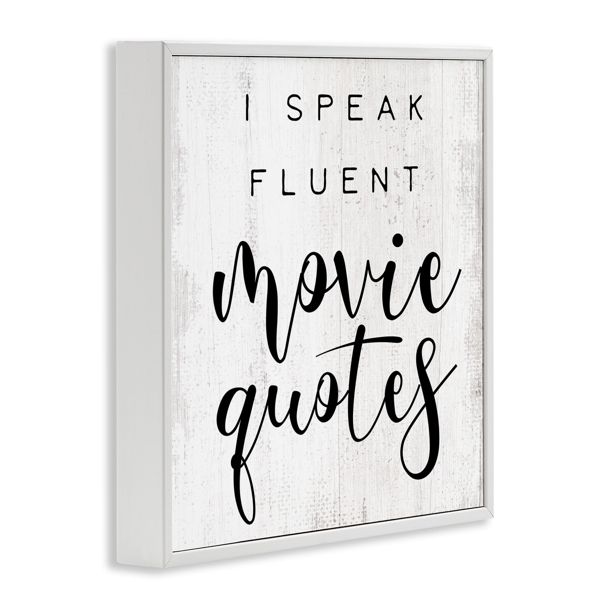 Stupell Industries Fluent Movie Quotes Phrase Typography Painting White Framed Art Print Wall Art, 12 x 12
