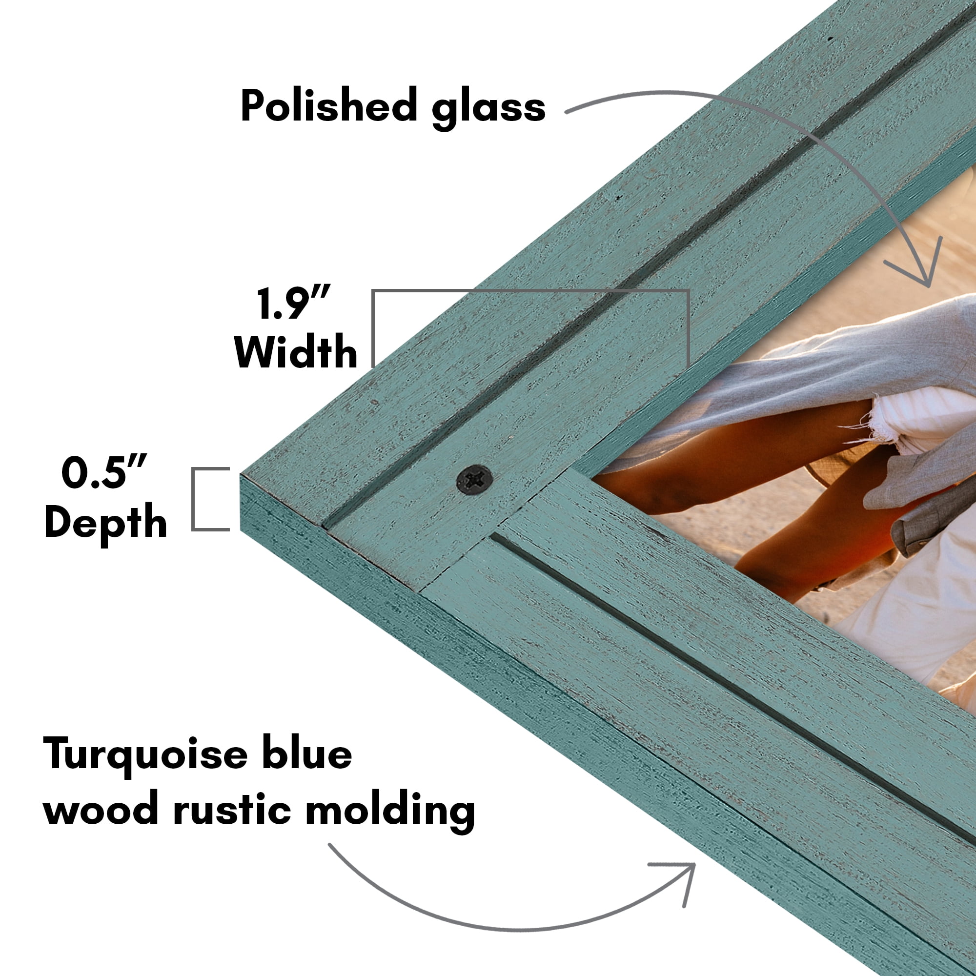 Americanflat 5x7 Picture Frame Polished Crystal Clear Glass Hampton Collection Distressed Frames Wall - Blue