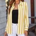 thumbnail image 6 of SBYOJLPB Women's Casual Striped Tops Long Sleeve Button-Up Turndown Collar Shirt Top, 6 of 6
