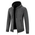 thumbnail image 4 of Herrnalise Men's Fashion Autumn And Winter Stand Collar Sweater Casual Fleece Jacket Dark Gray, 4 of 5